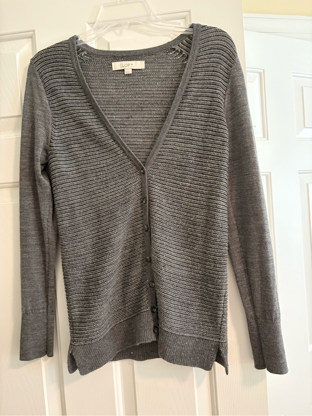 LOFT Women's Magenta, gray and Lavender Button-Front Cardigans - all three - Picture 9 of 11